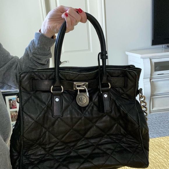 EUC|Michael Kors Black Leather Hamilton Satchel - Picture 2 of 5